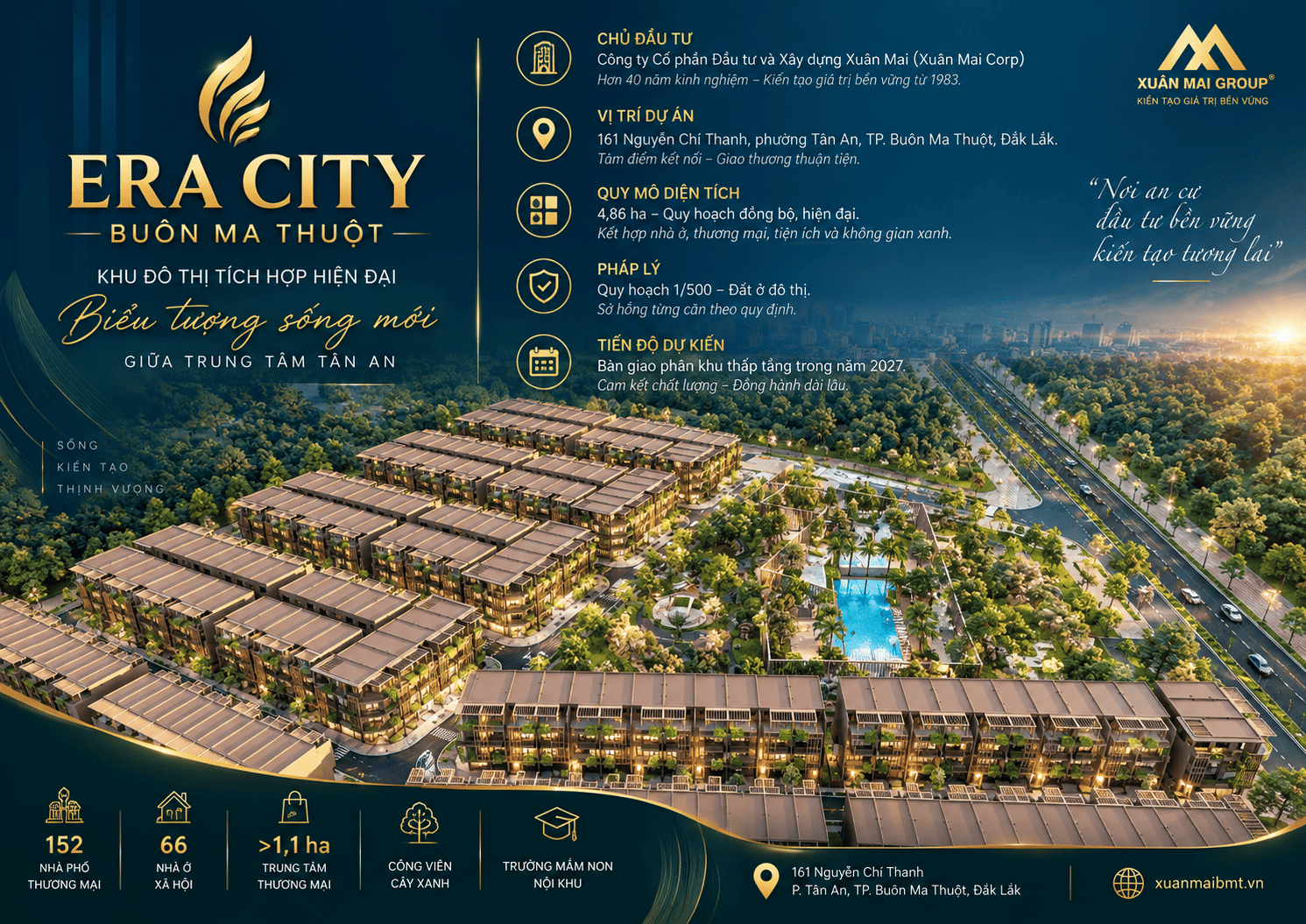Tổng quan dự án Era City Buôn Ma Thuột 2026 của Xuân Mai Group tại 161 Nguyễn Chí Thanh, phường Tân An, Đắk Lắk.