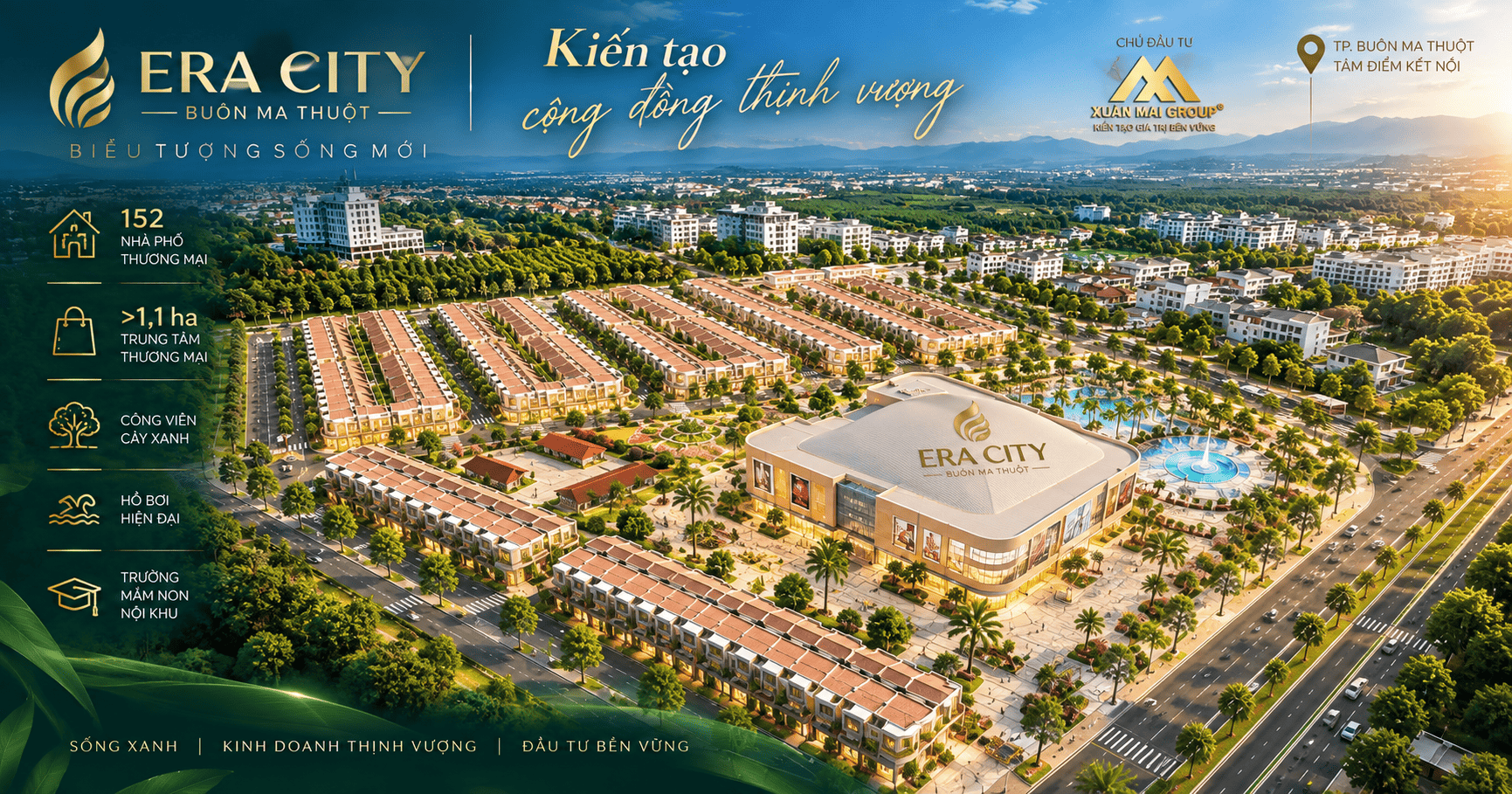 Era City Buôn Ma Thuột – Phối cảnh tổng thể khu đô thị tích hợp Xuân Mai Group